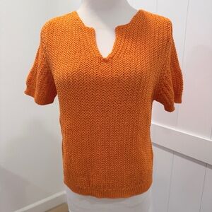 Vintage ESCADA Sport Orange 100% Cotton Crochet Knit Top Made in Italy M 90s Y2K